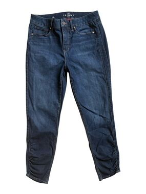 White House Black Market Skinny Dark Wash High Rise Ruched Crop Jeans